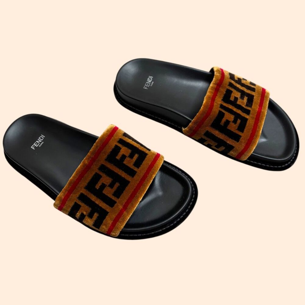 Fendi Velvet Slide Sandals